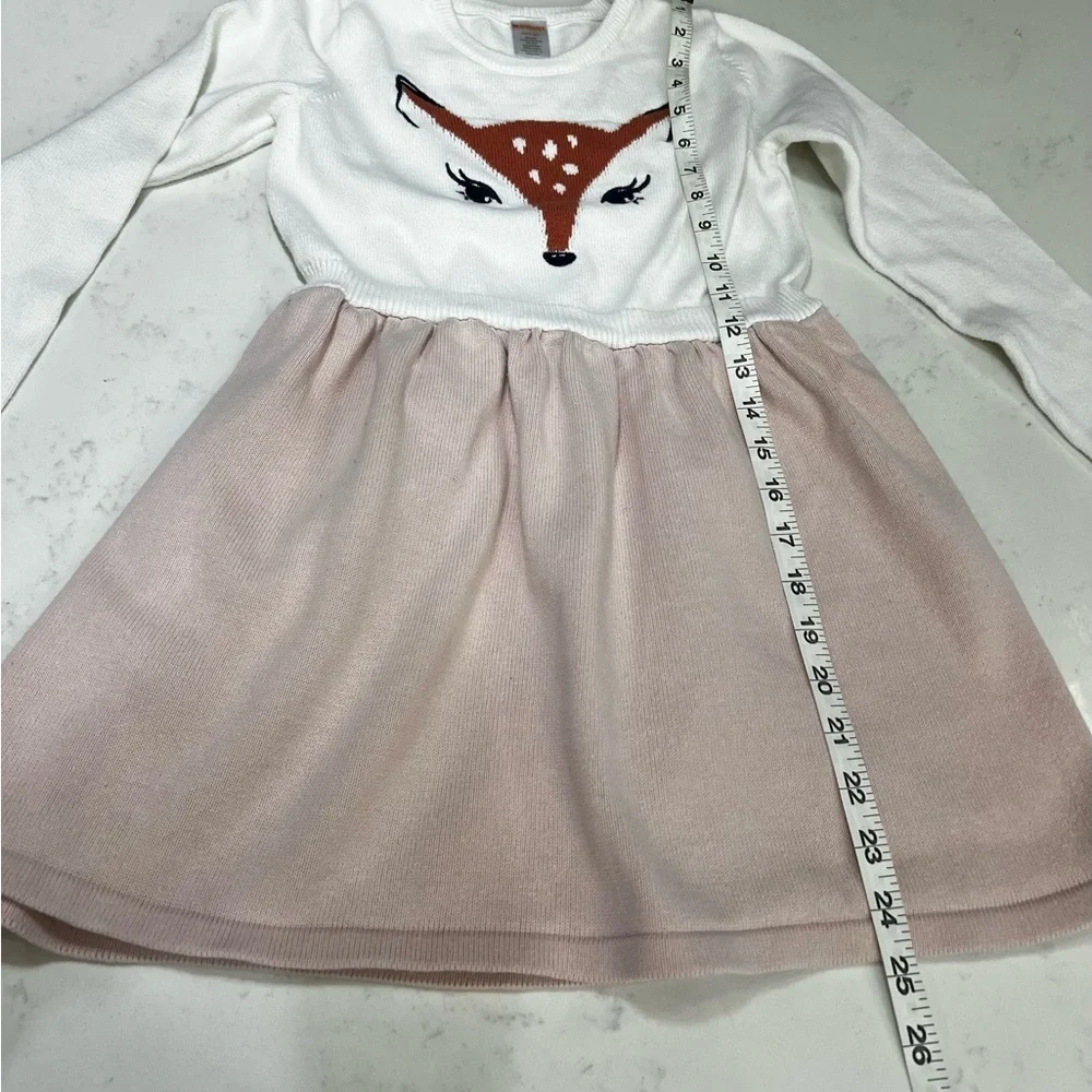 Gymboree White and Pink Fox Sweater Dress